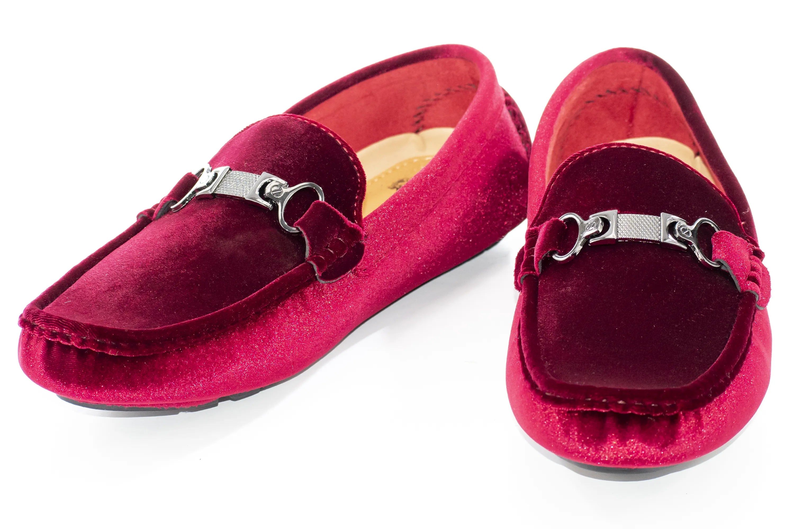 Burgundy Velvet Metal Clasp Driver Loafer