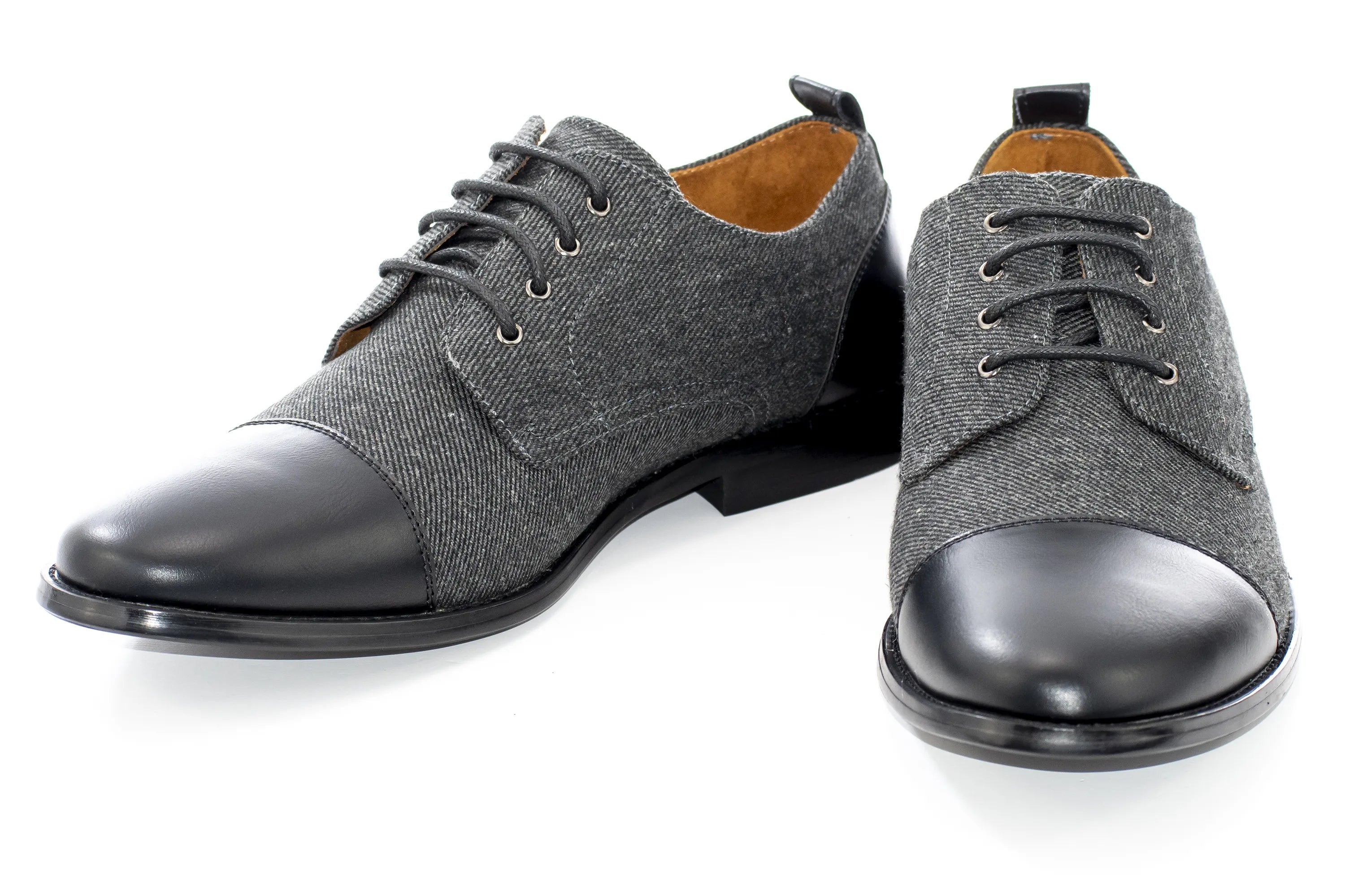 Black Duo-Textured Lace-Up Derby