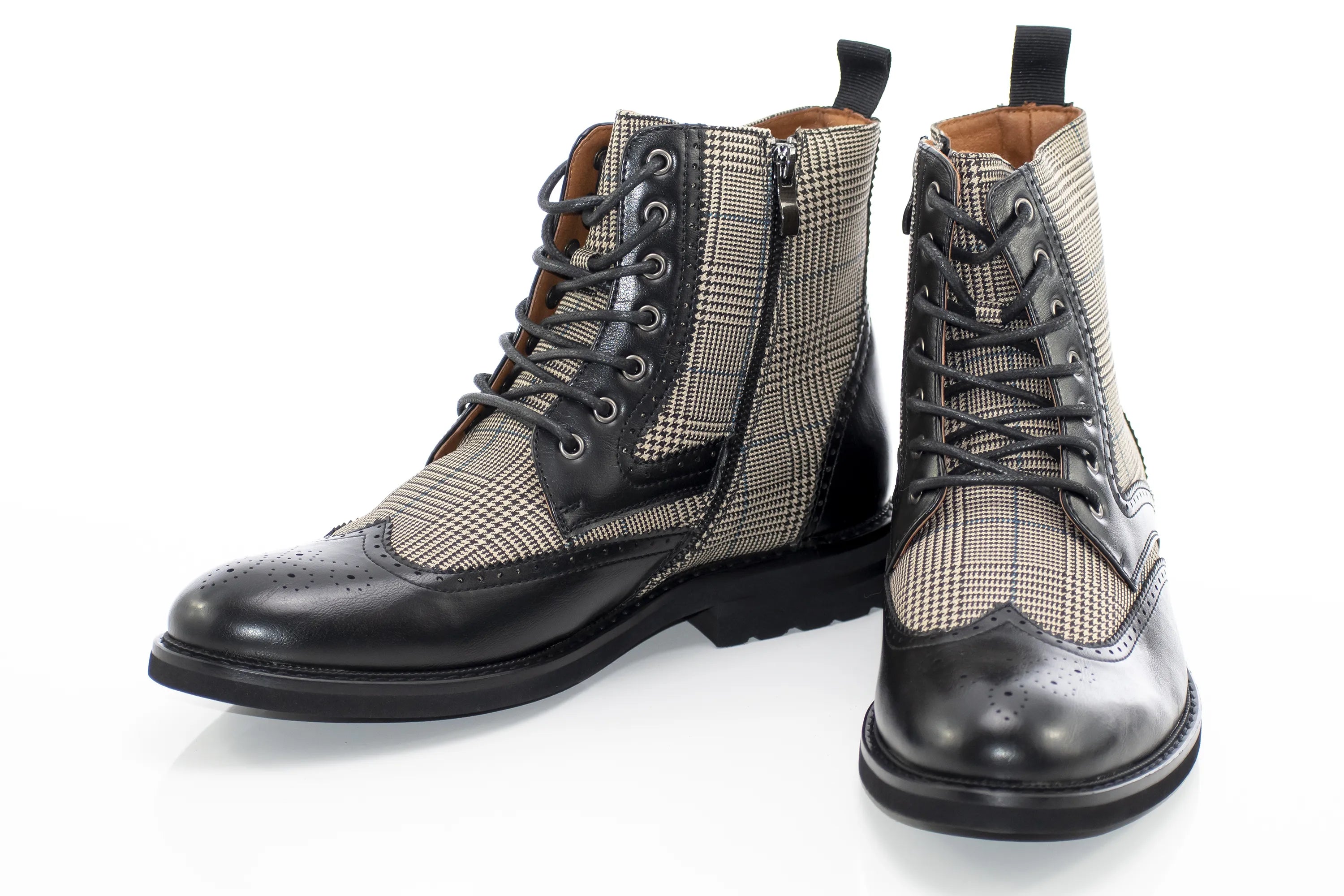 Black Glen Check Wingtip Boot