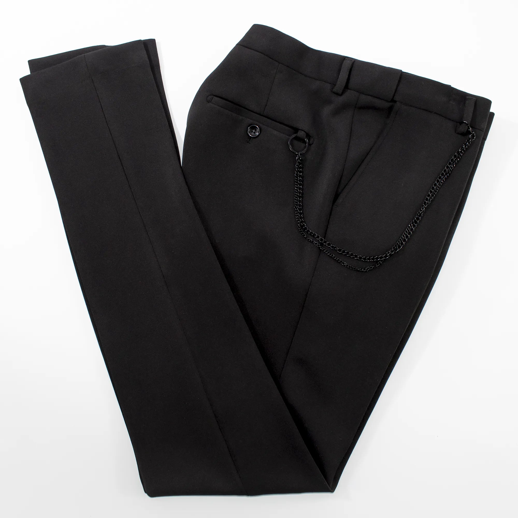 Solid Black Slim-Fit Pants