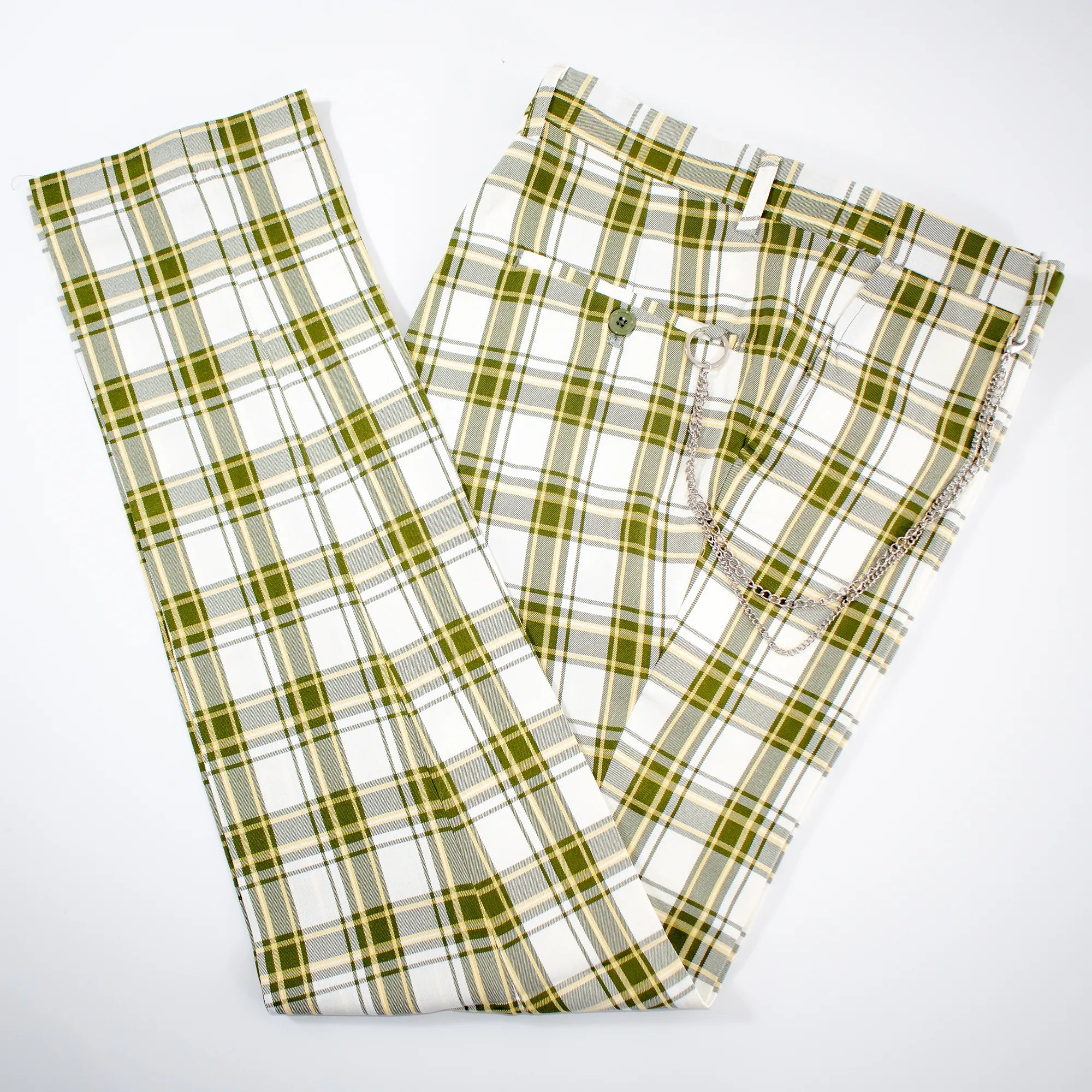 Lime Green Plaid Dress Pants