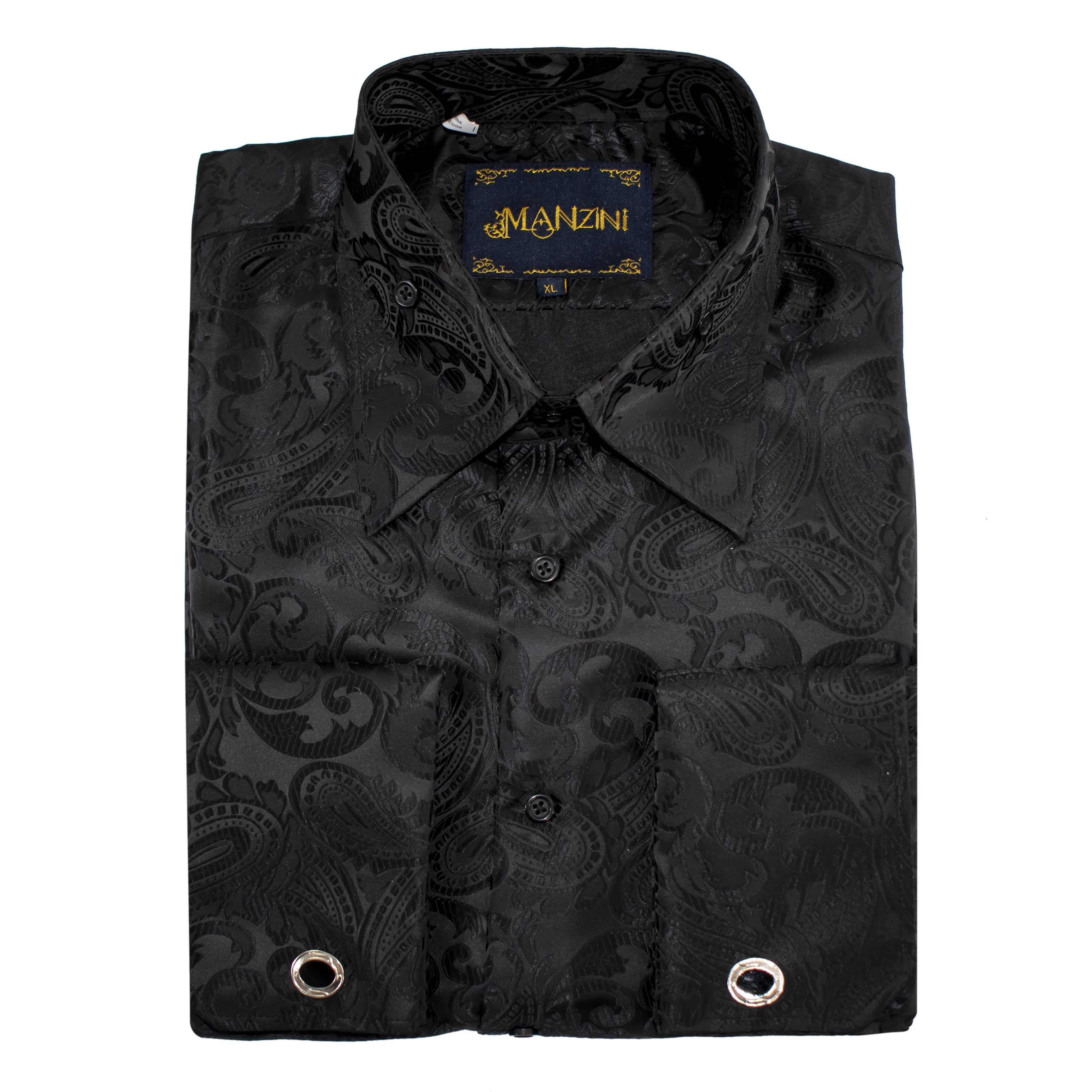 Black Paisley Regular-Fit Dress Shirt