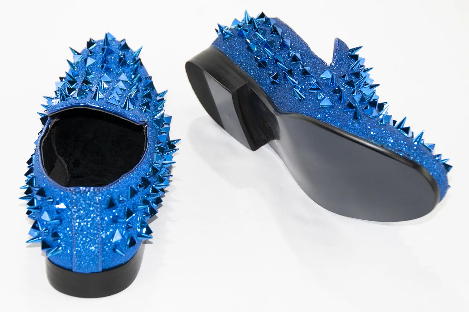 Royal Blue Glittered Spiked Loafer