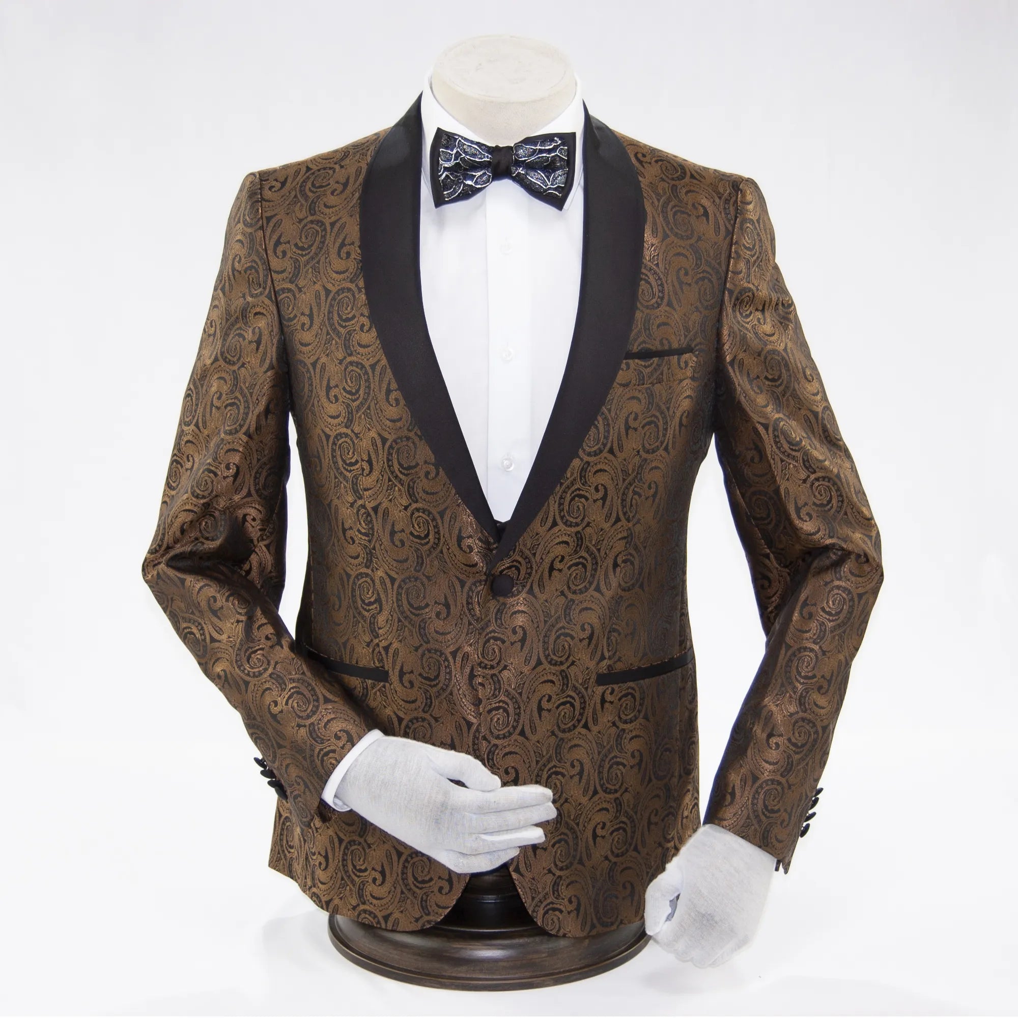 Gold Paisley 3-Piece Slim-Fit Tuxedo