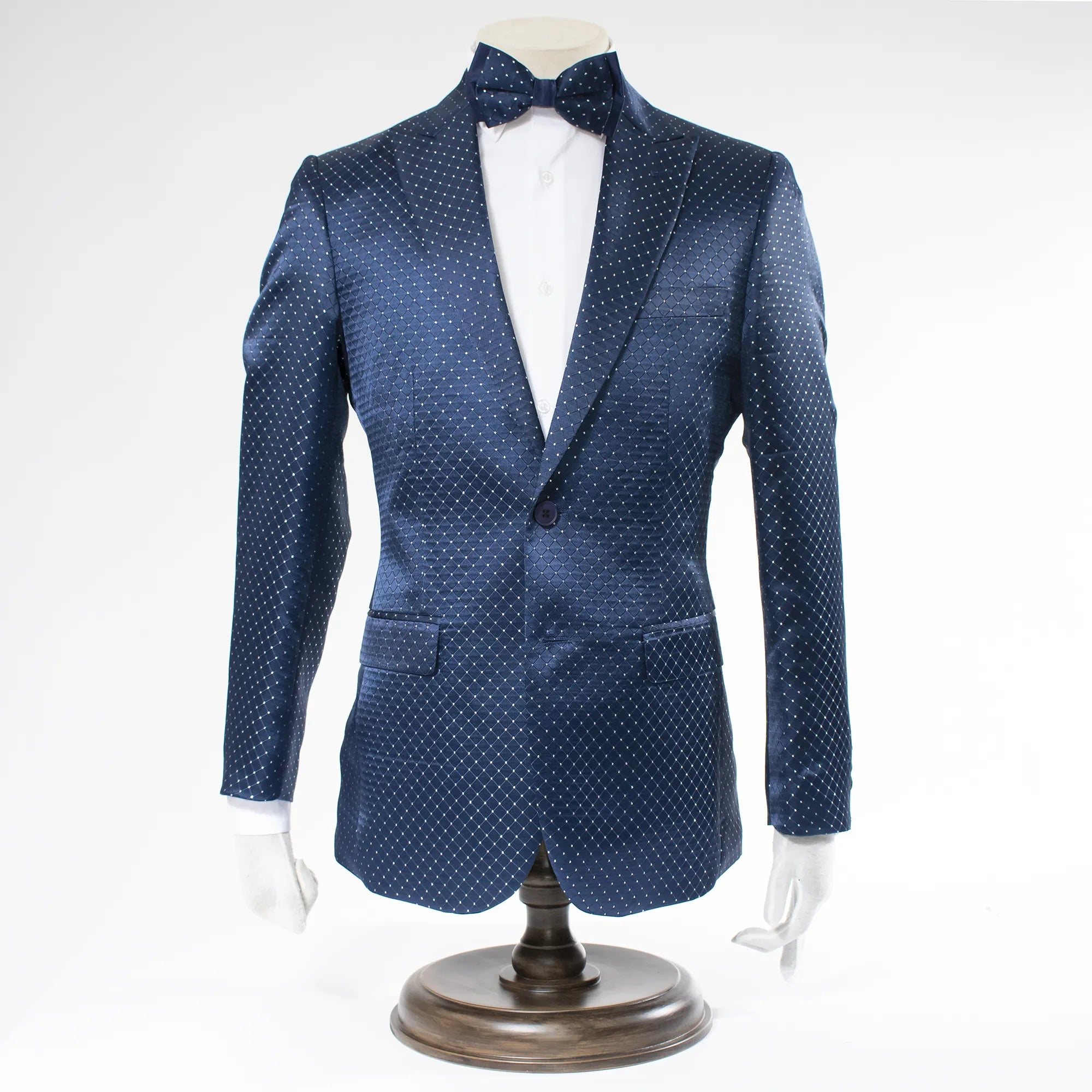 Midnight Silky Rhinestone Slim-Fit Dinner Jacket