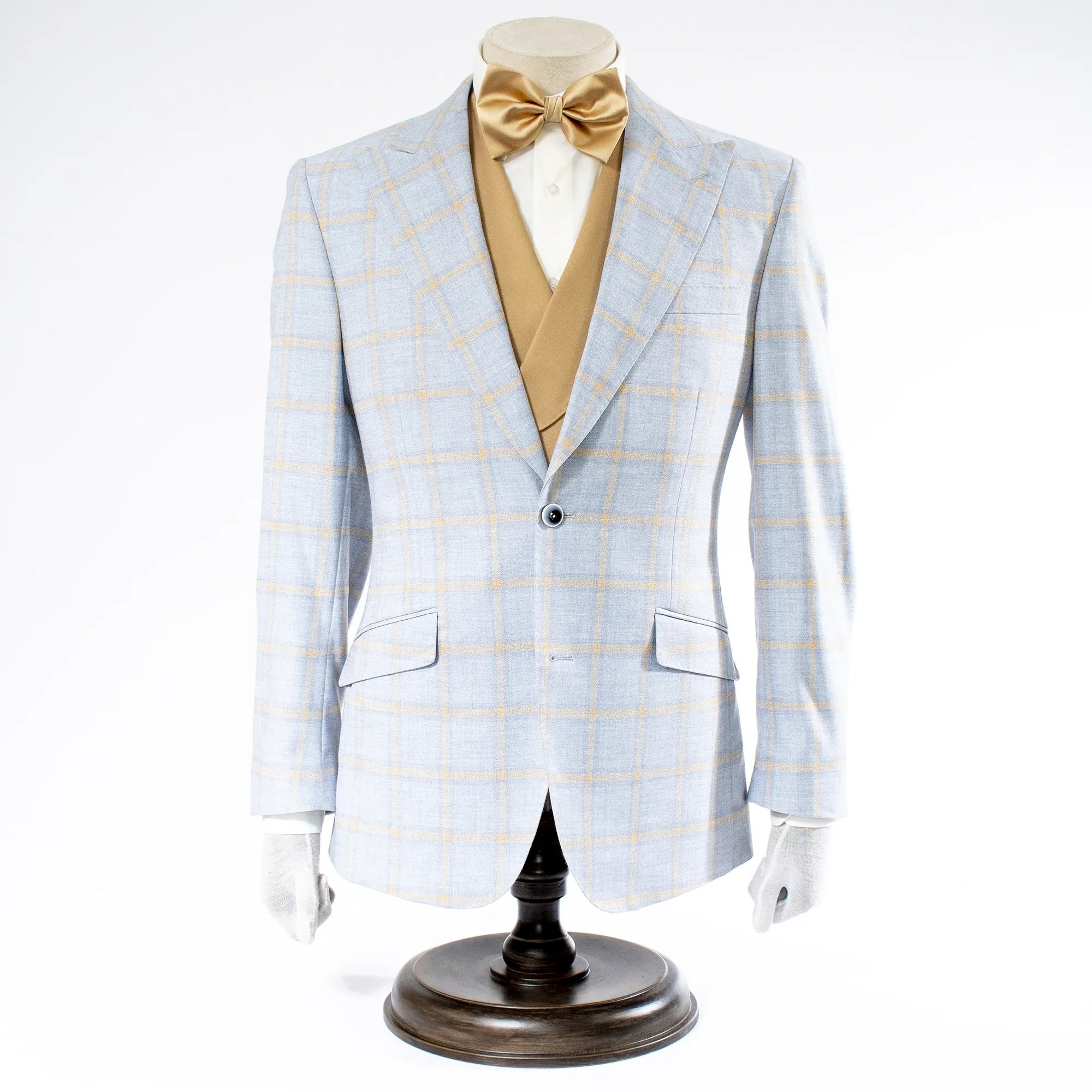 Blue Windowpane Check 3-Piece Tailored-Fit Suit