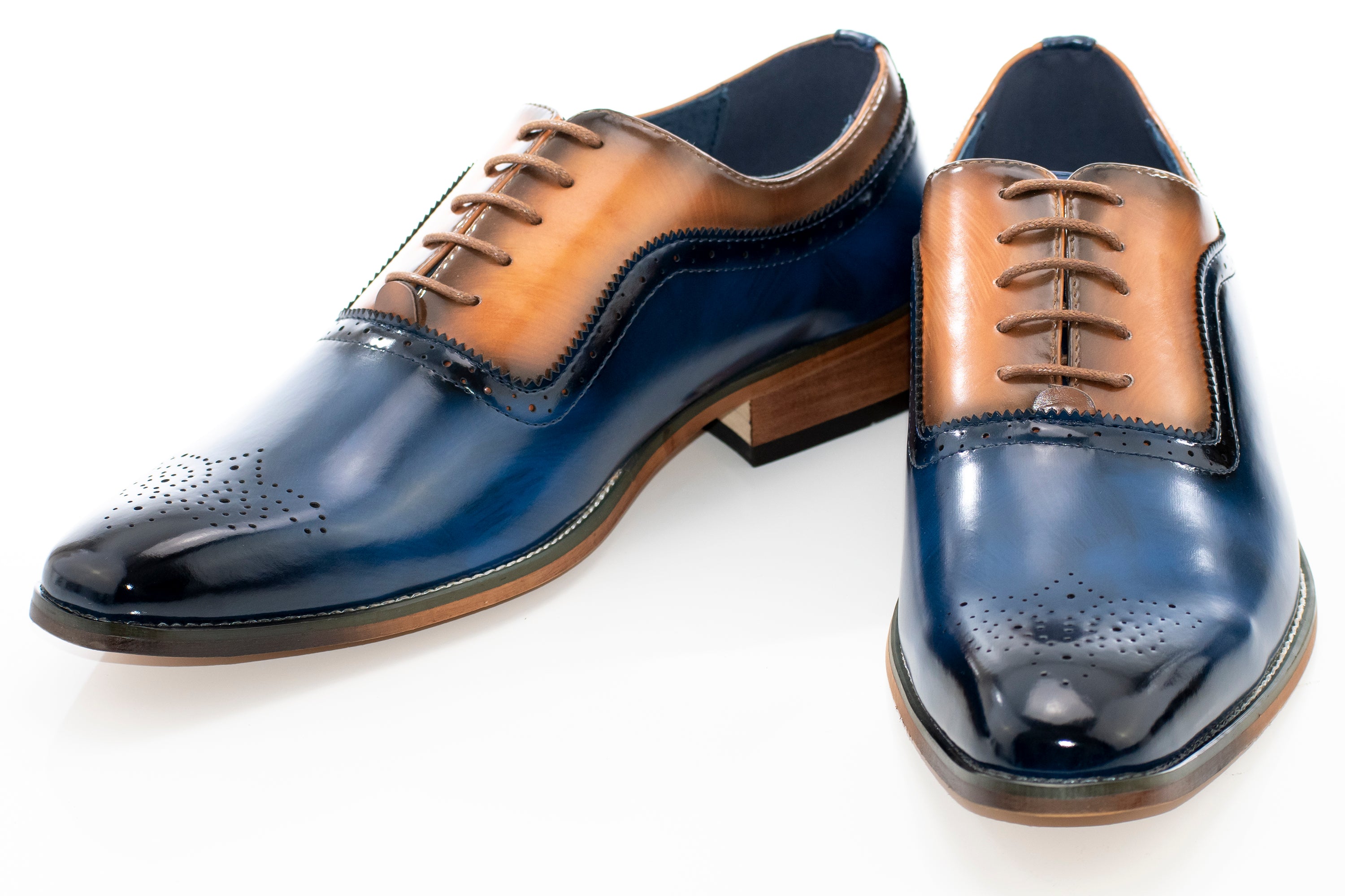 Navy Blue Oxford Lace-Up With Medallion Toe