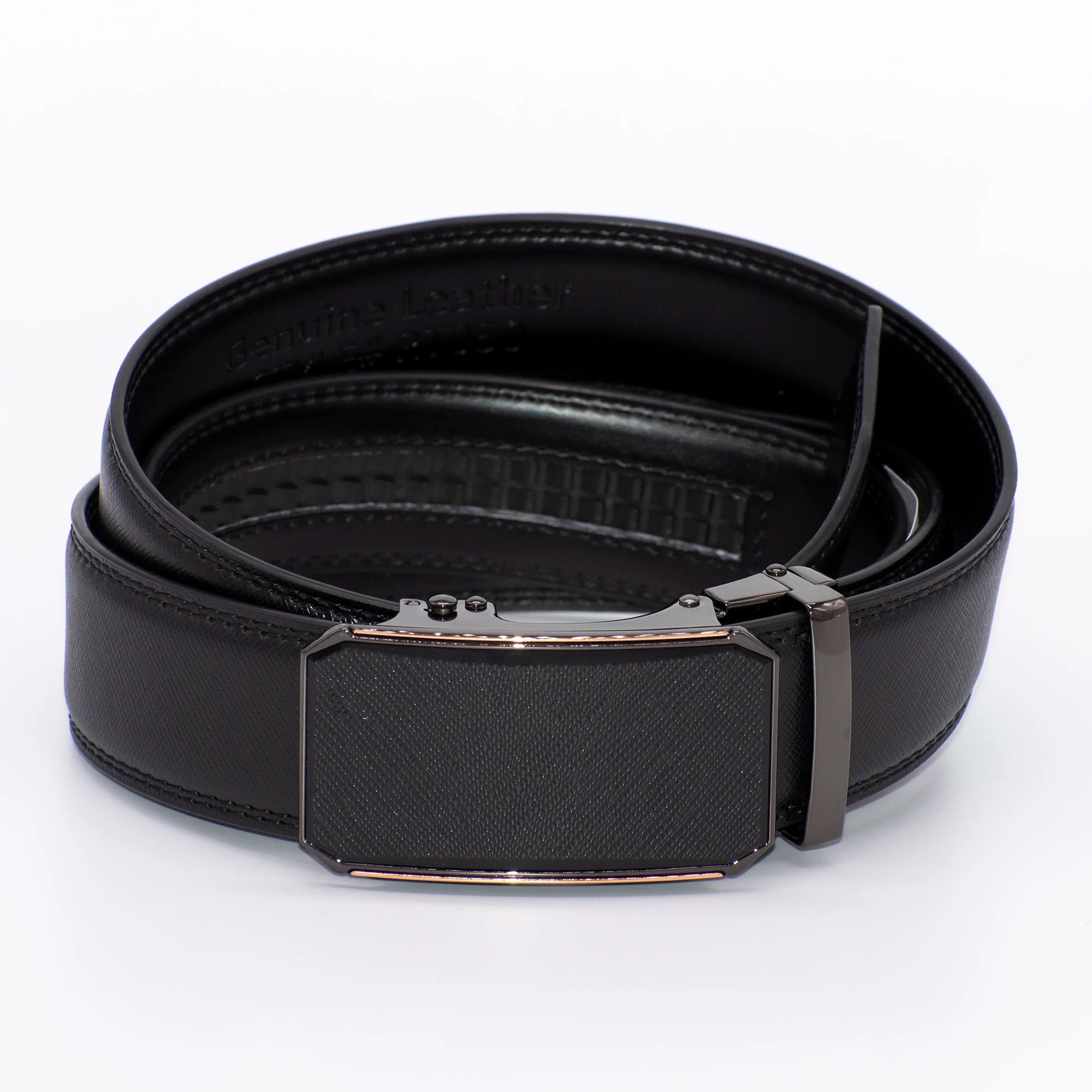 Black Textured Plate with Gold Trim Belt Buckle