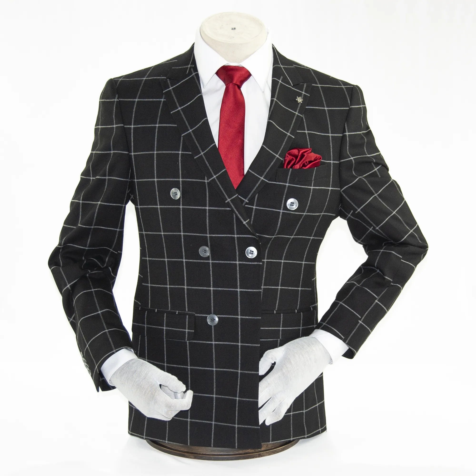 Black Checked Designer 2-Piece Slim-Fit Suit