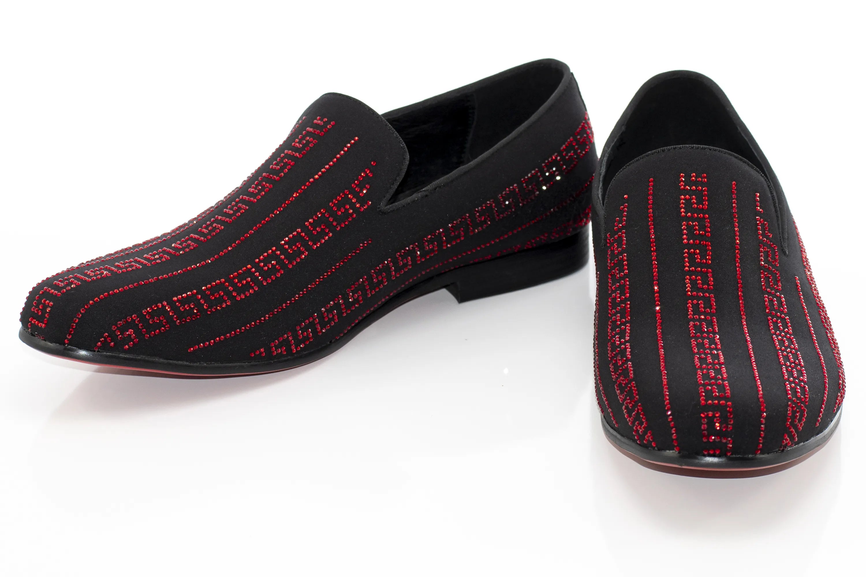 Black Velvet Greek Key Design Dress Loafer