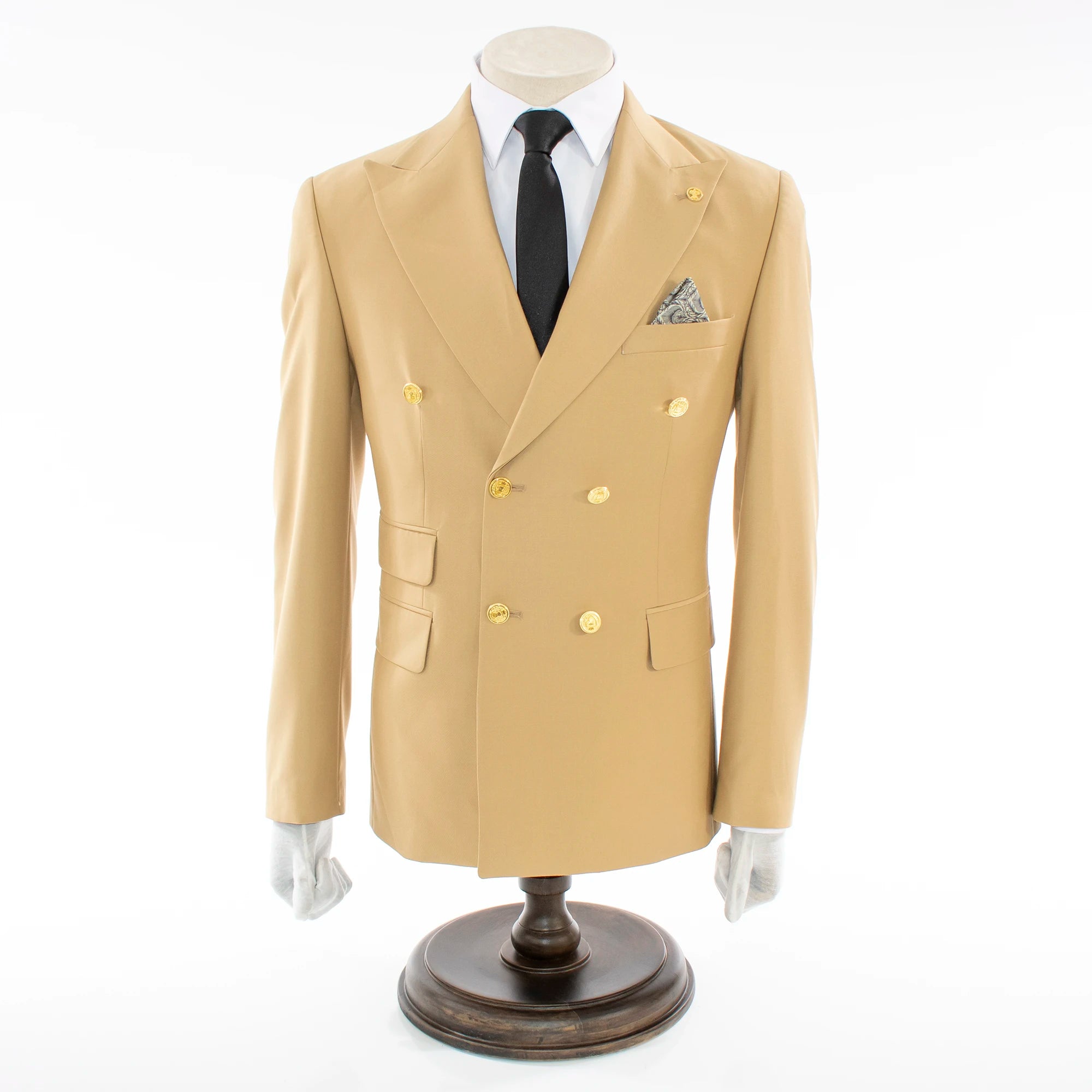 Camel Double-Breasted 2-Piece Slim-Fit Suit