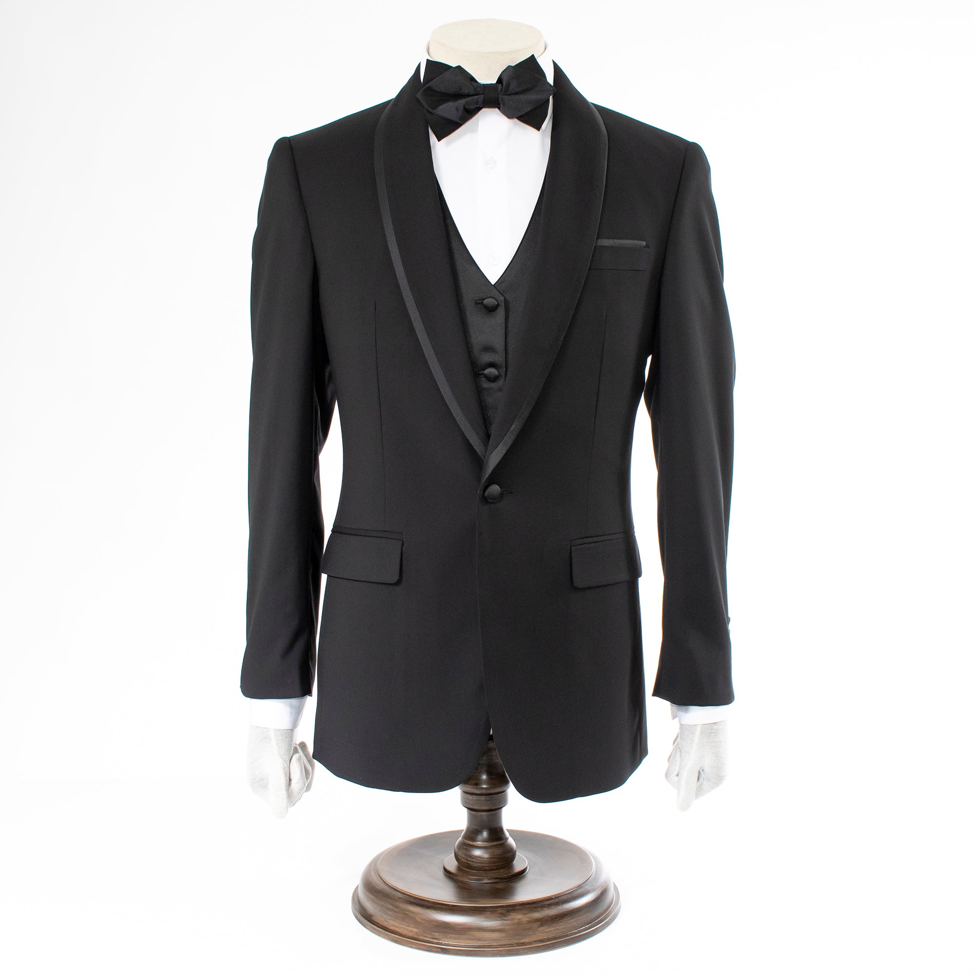 Black Trim on Black Stretch 3-Piece Slim-Fit Tuxedo