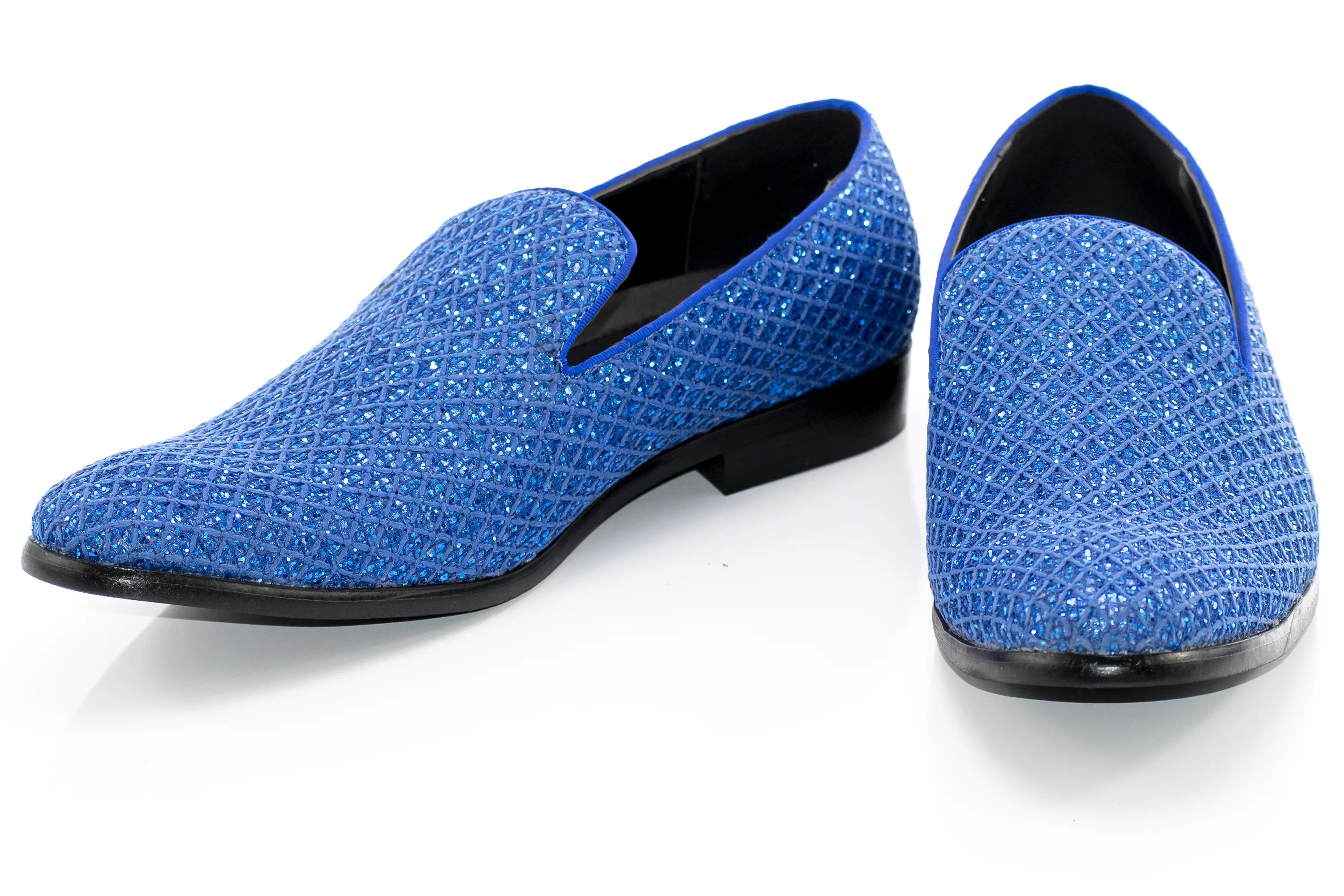 Royal Blue Glitter Pattern Smoking Loafers