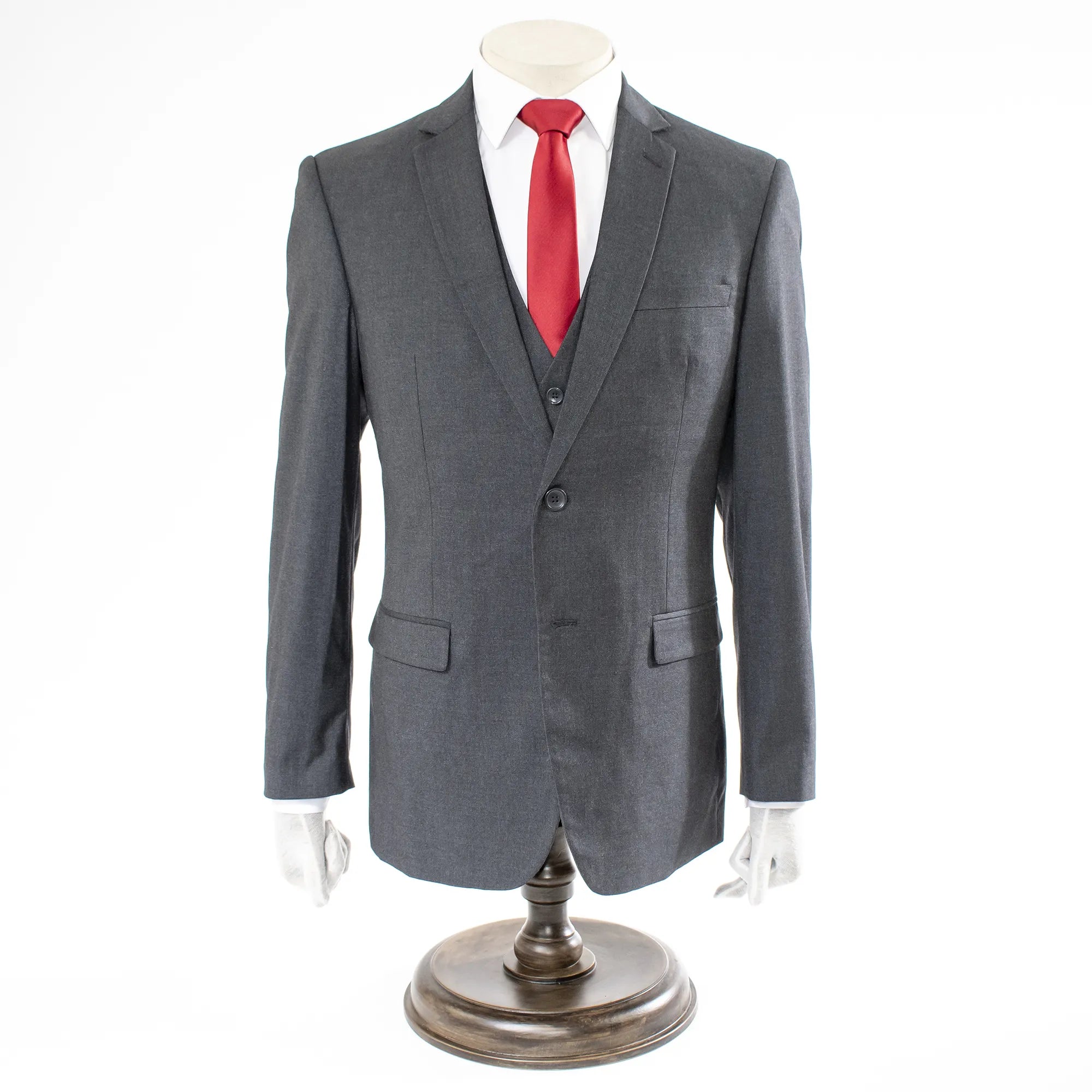 Charcoal 3-Piece Slim-Fit Notch Lapel Suit