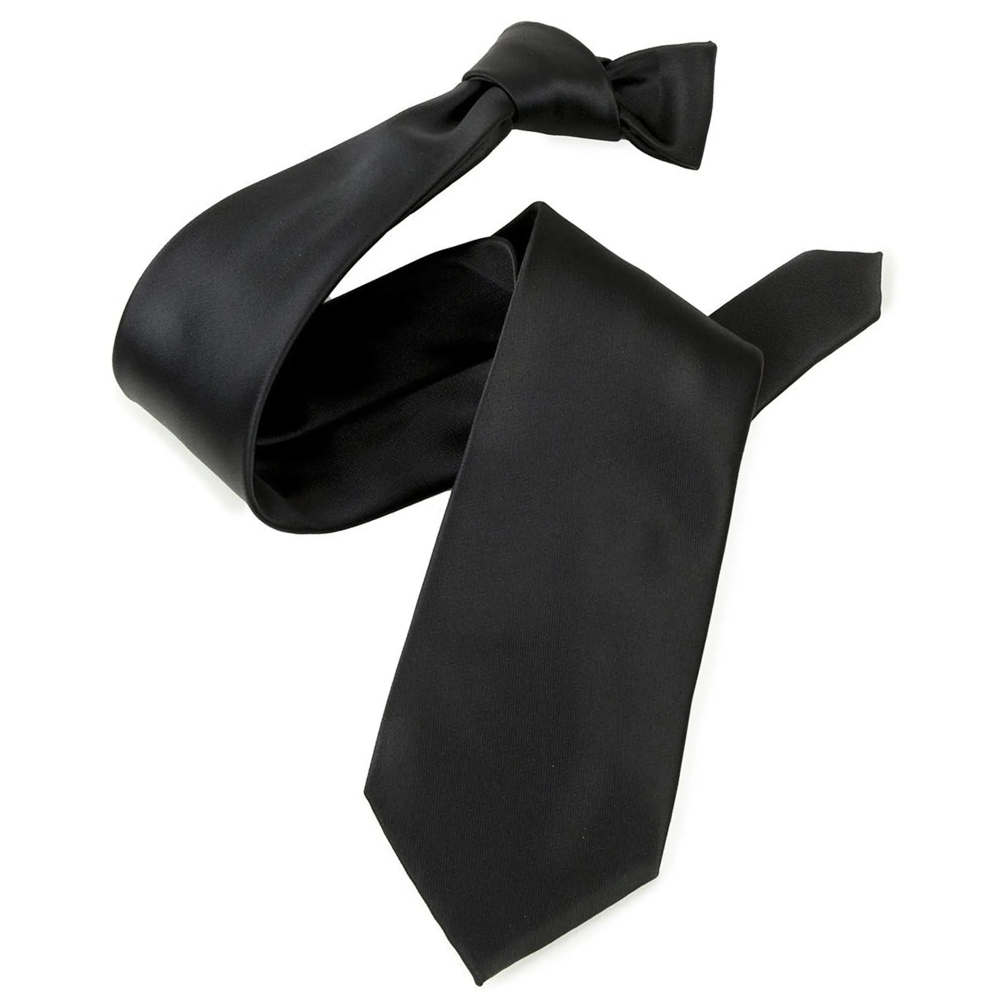 Black Satin Slim-Width Necktie