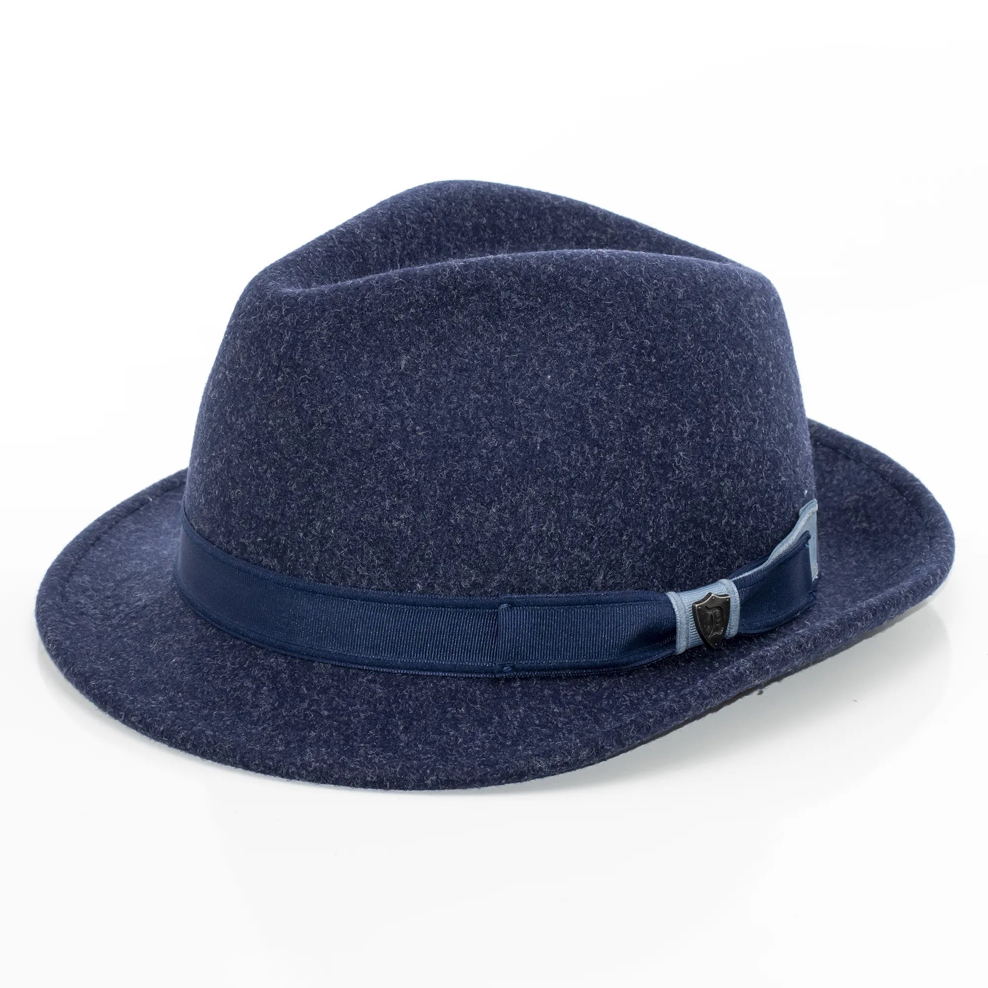 Navy Felt Fedora With Ribbon Band