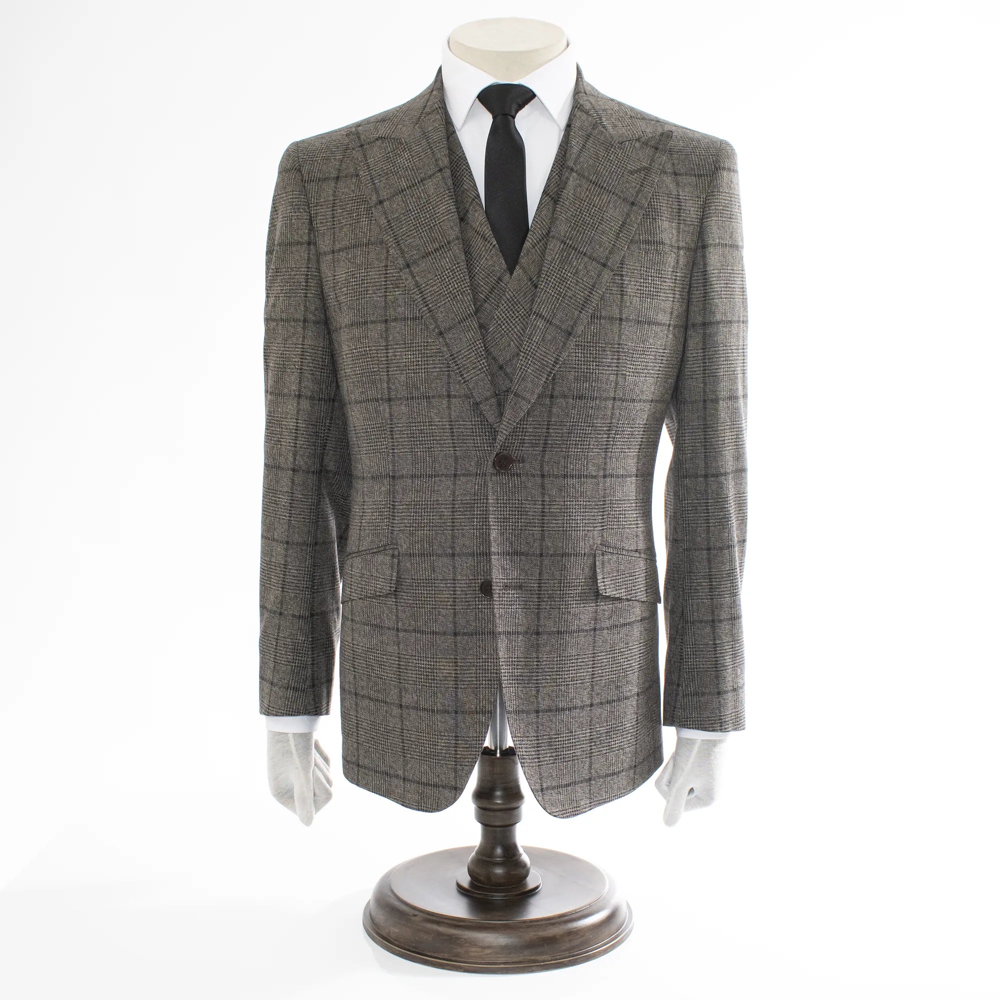 Brown Plaid 3-Piece Tailored-Fit Suit