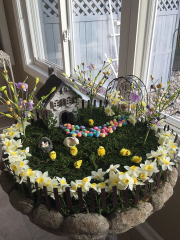 miniature Easter-themed fairy garden