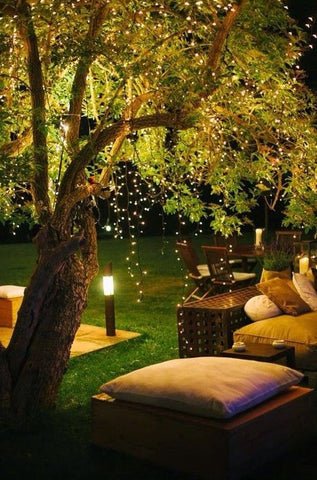 fairy lights as outdoor decoration