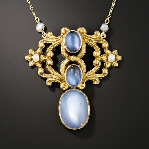 Antique moonstone necklace from the Art Nouveau period.