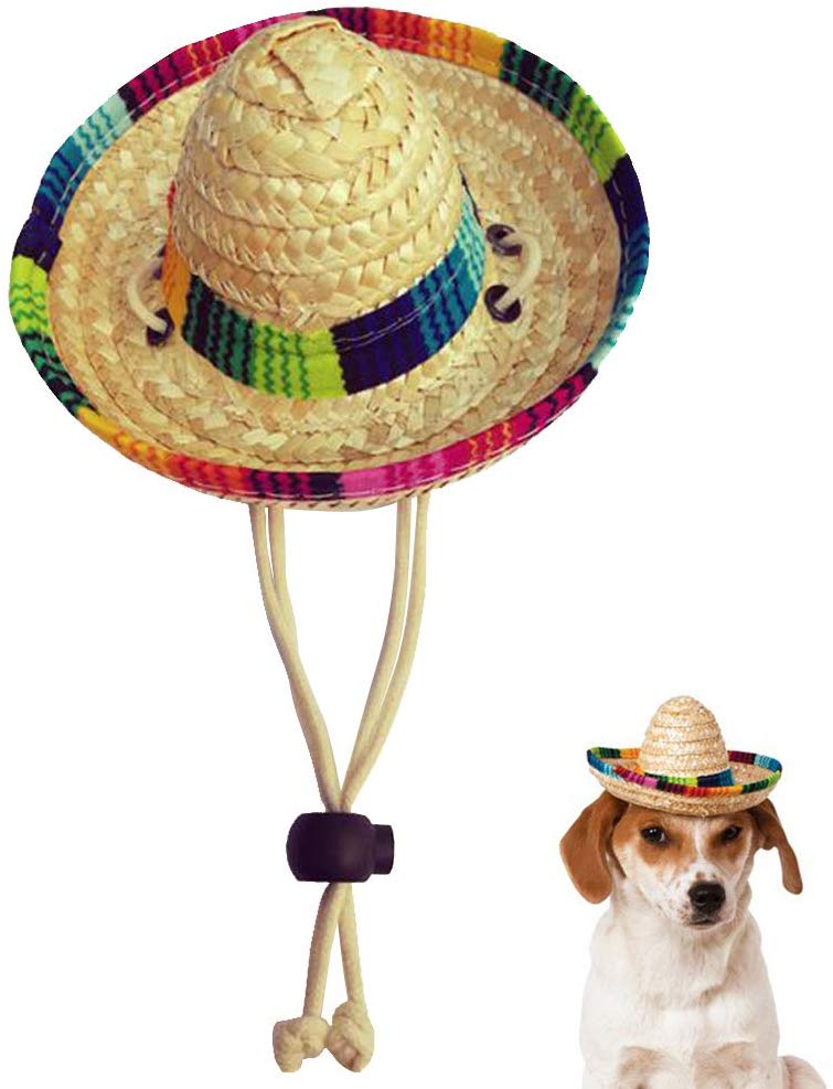 Kitatayi Sombrero para perro, sombrero de paja pequeño, mexicanos, sombreros de fiesta sombrero para pequeñas/cachorros/gato | BESTMASCOTA.COM