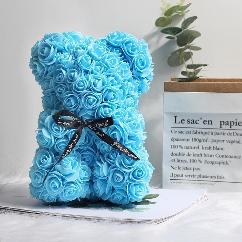 blue rose teddy bear