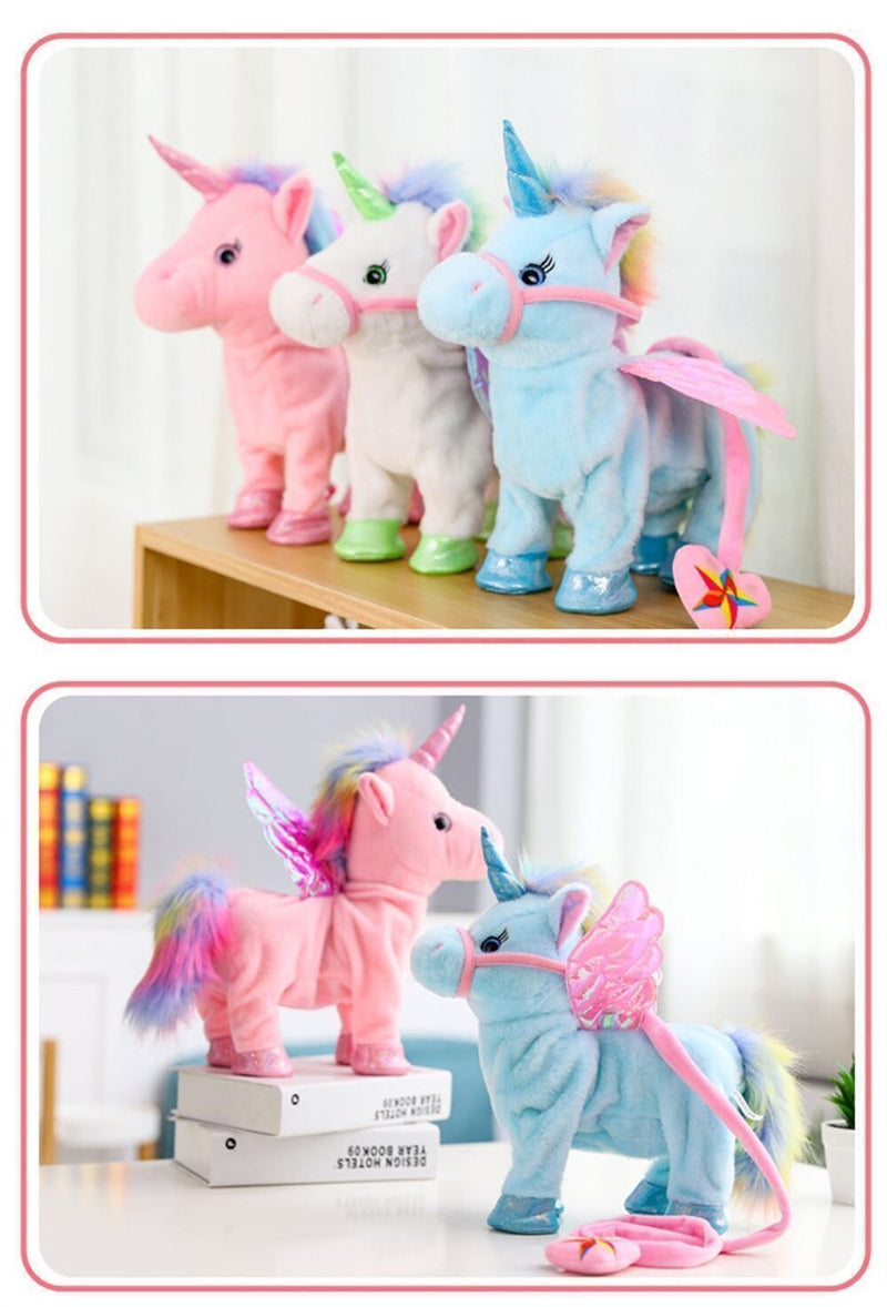 walking talking unicorn plush toy