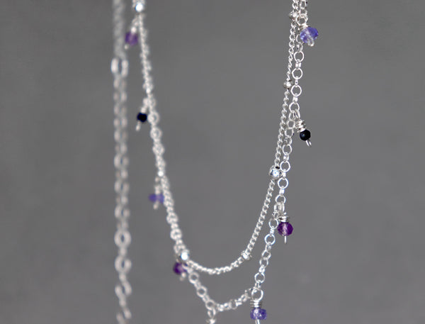 Amethyst, Tanzanite and Sapphire Layered Necklace