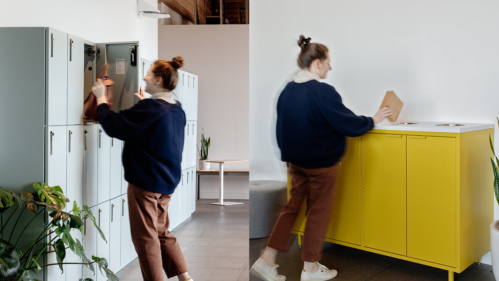 Heartwork lockers and recycling credenza