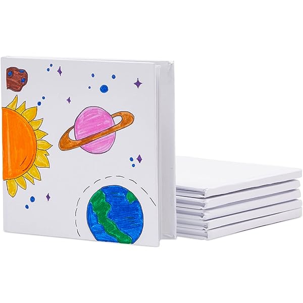 pile of white cover books with one book in the front. Front book has sun, earth and other stars in solar system