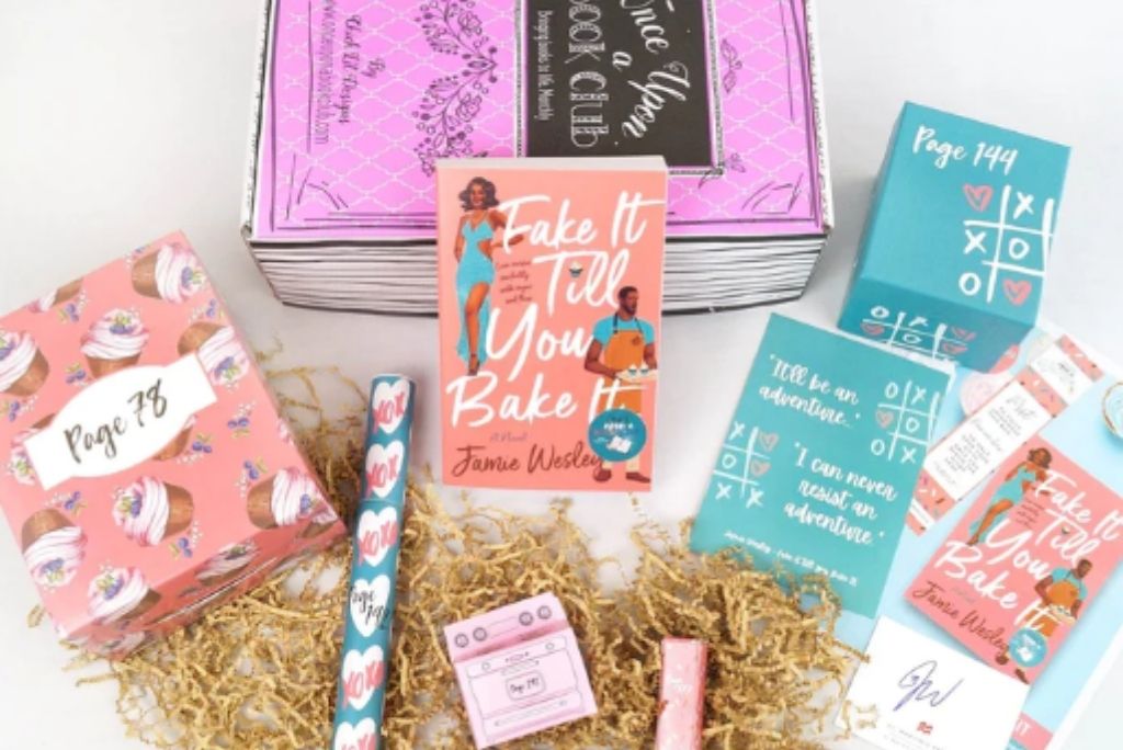 Colorful book subscription box items, capturing the joy of Once Upon a Book Club's reading adventures.
