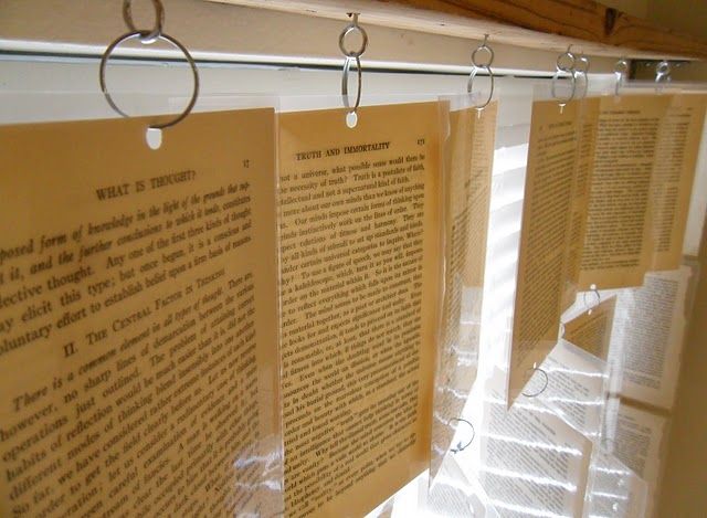 Bookish Banners- threading book pages onto twine or macrame, creating a beautiful banner