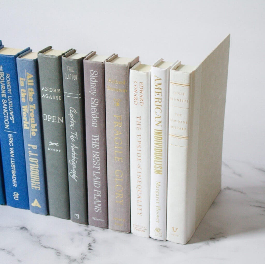 A group of standing books- DIY Hidden Storage Boxes bookish