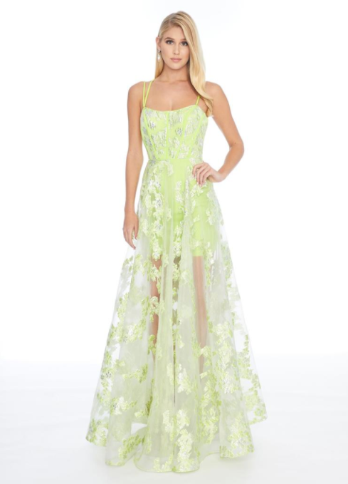 lime green a line dress