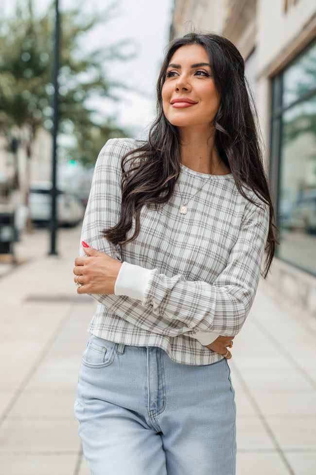 Layers Of Love Ivory and Tan Plaid Waffle Layering Top