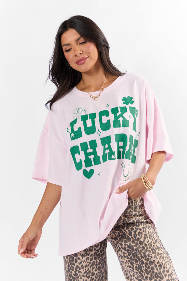 Lucky Charm Soft Pink Hyfve Oversized Graphic Tee FINAL SALE