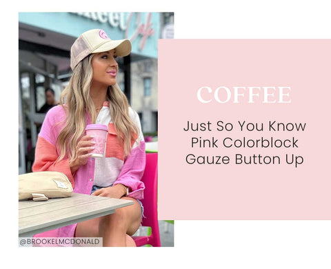 coffee date outfit idea colorblock blouse