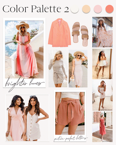 spring outfit inspo coral, peach, pink