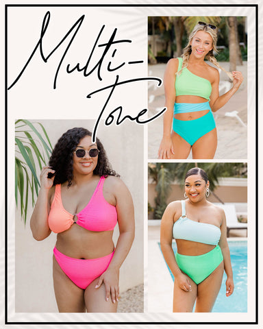 multi tone colorblock swimsuits