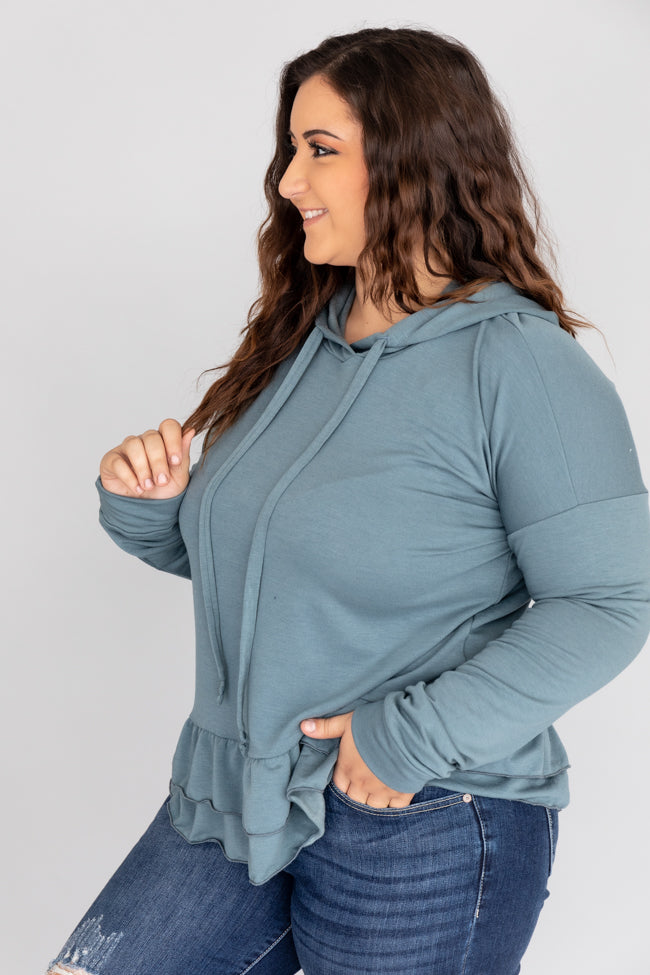 See You Clearly Teal Peplum Hoodie FINAL SALE – Pink Lily