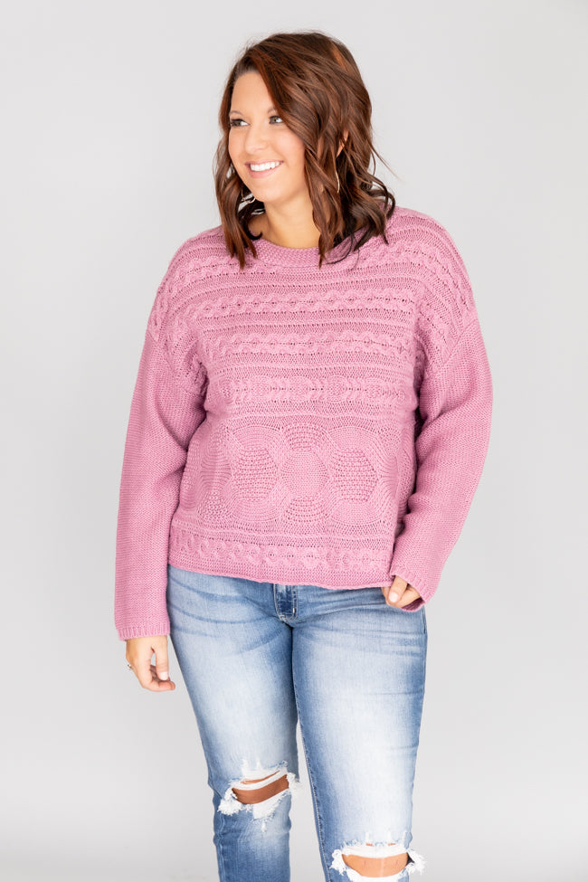 All I'm Asking Purple Cable Knit Sweater Pink Lily