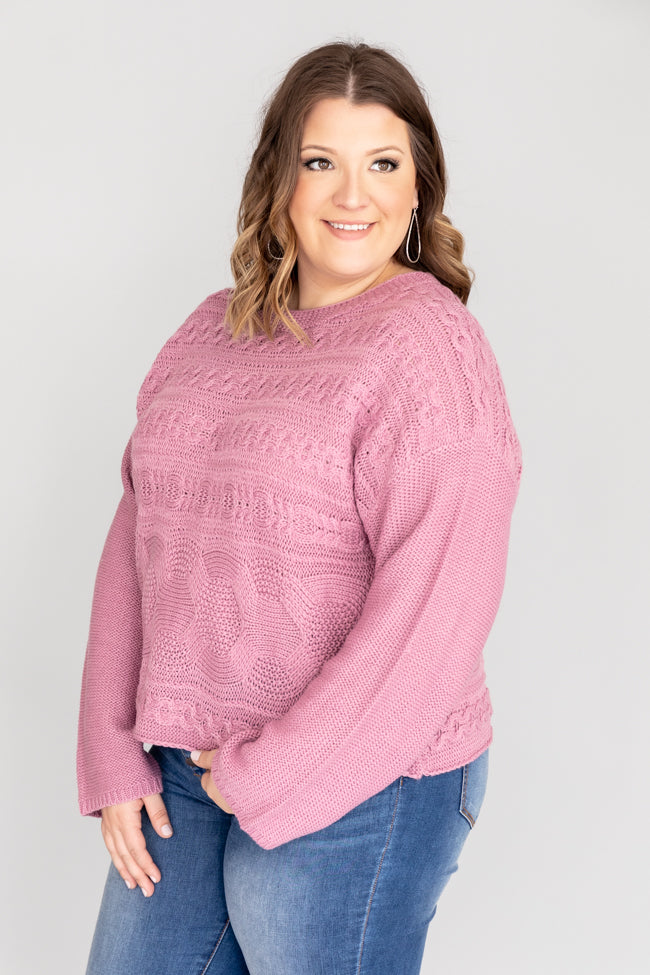 All I'm Asking Purple Cable Knit Sweater – Pink Lily