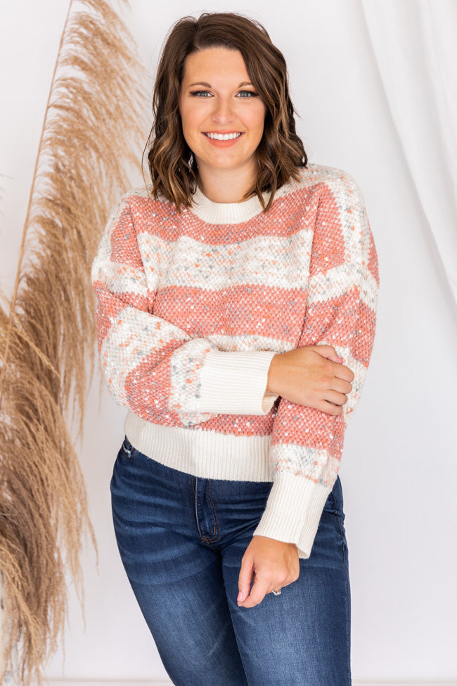 One Time Deal Pink Striped Popcorn Sweater FINAL SALE