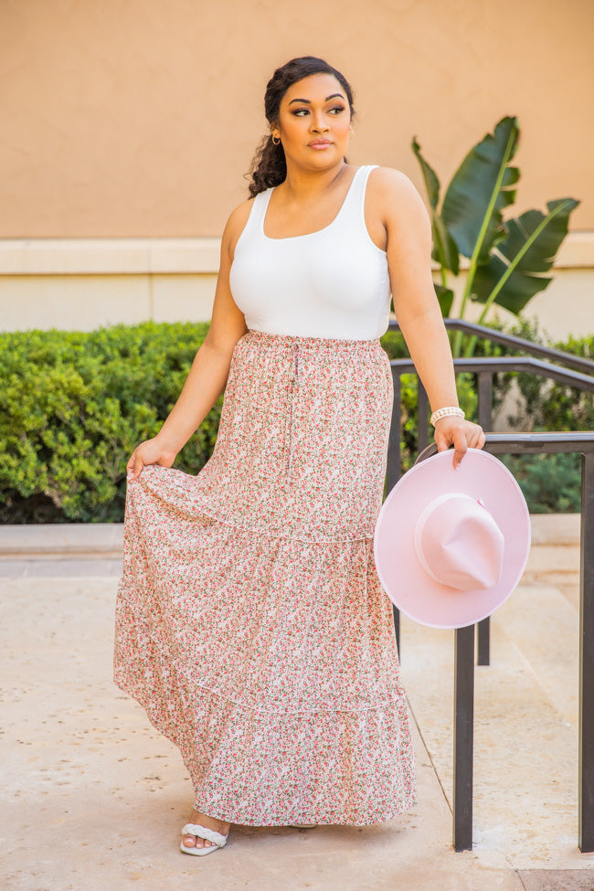 Give Into This Pink/Green Floral Maxi Skirt FINAL SALE – Pink Lily