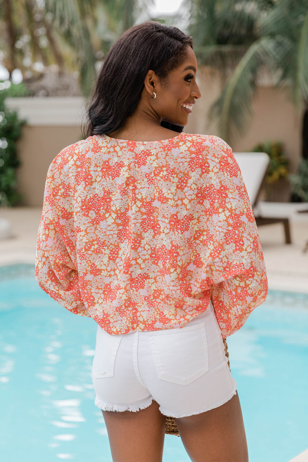 Her lip to Garden Floral-print Blouse-garciotum.com