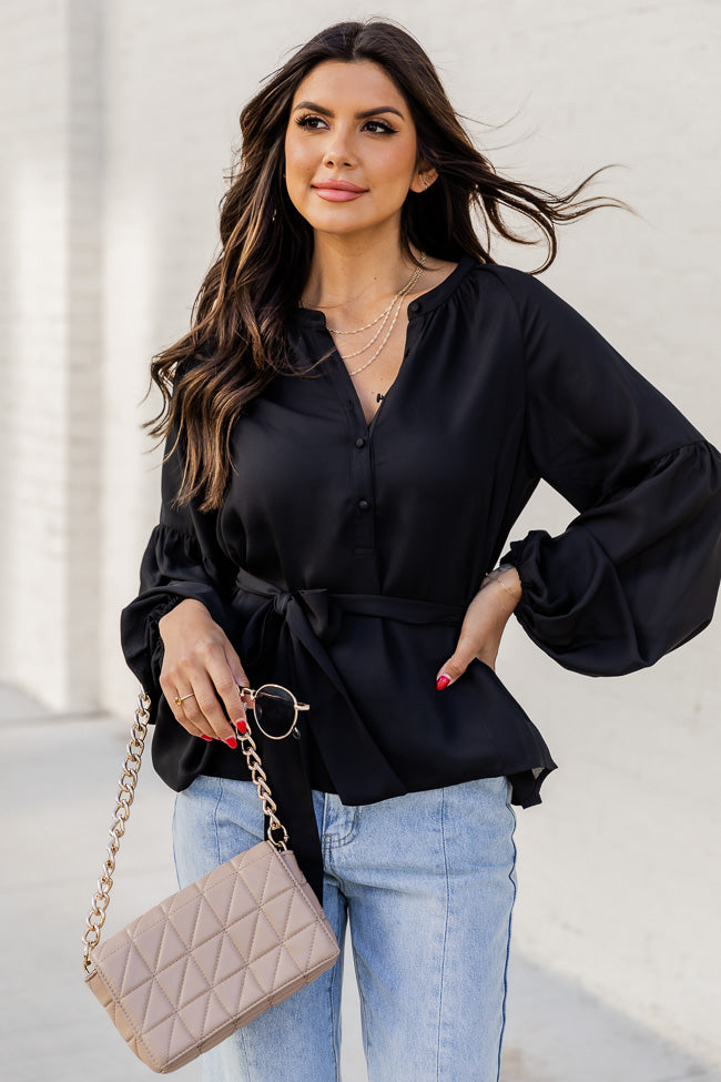 Perfectly Yours Black Belted Blouse