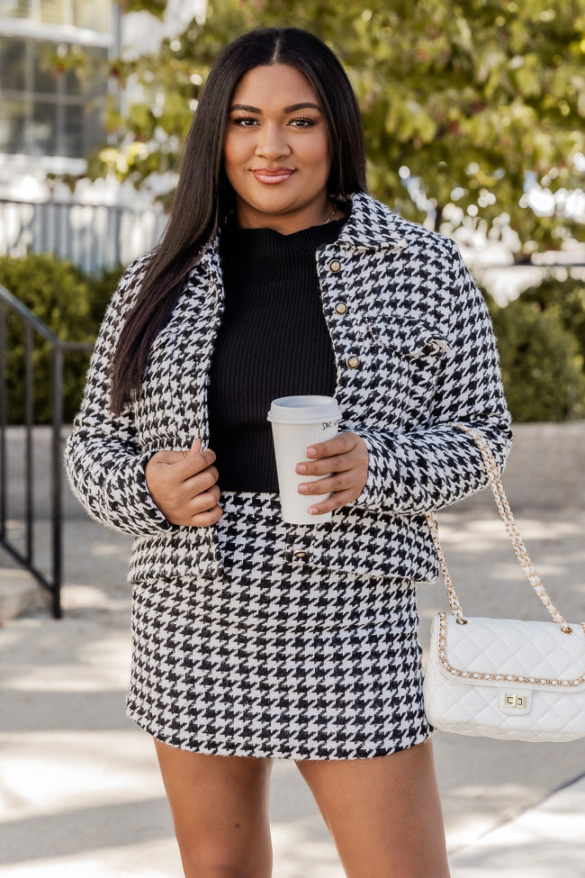 Totally Clueless Black And Cream Houndstooth Jacket