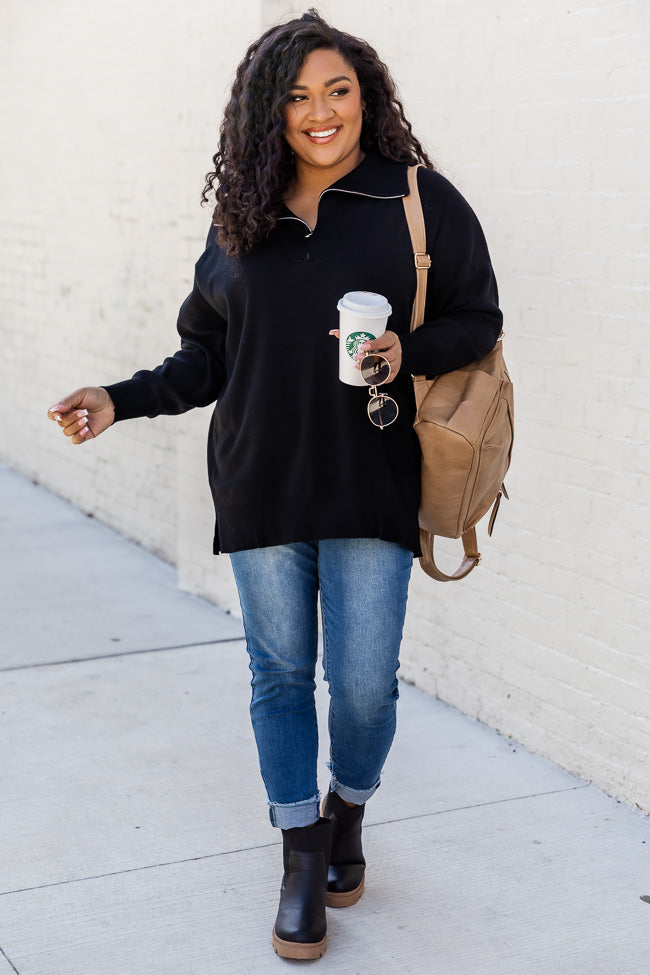 Pulling Heartstrings Black Quarter Zip Pullover