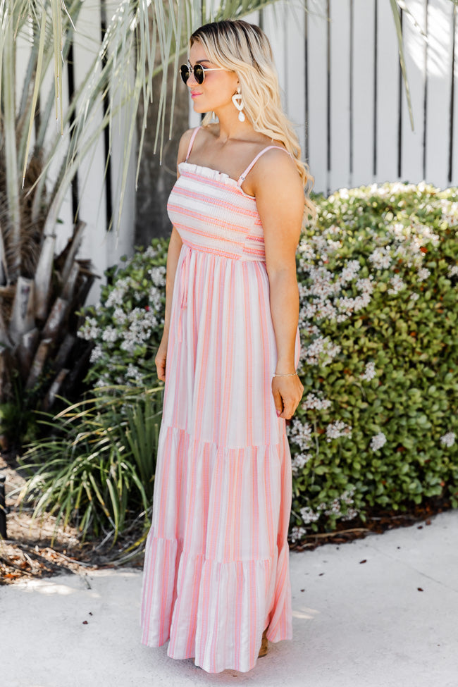Chasing You Stripe Smocked Maxi Dress – Pink Lily