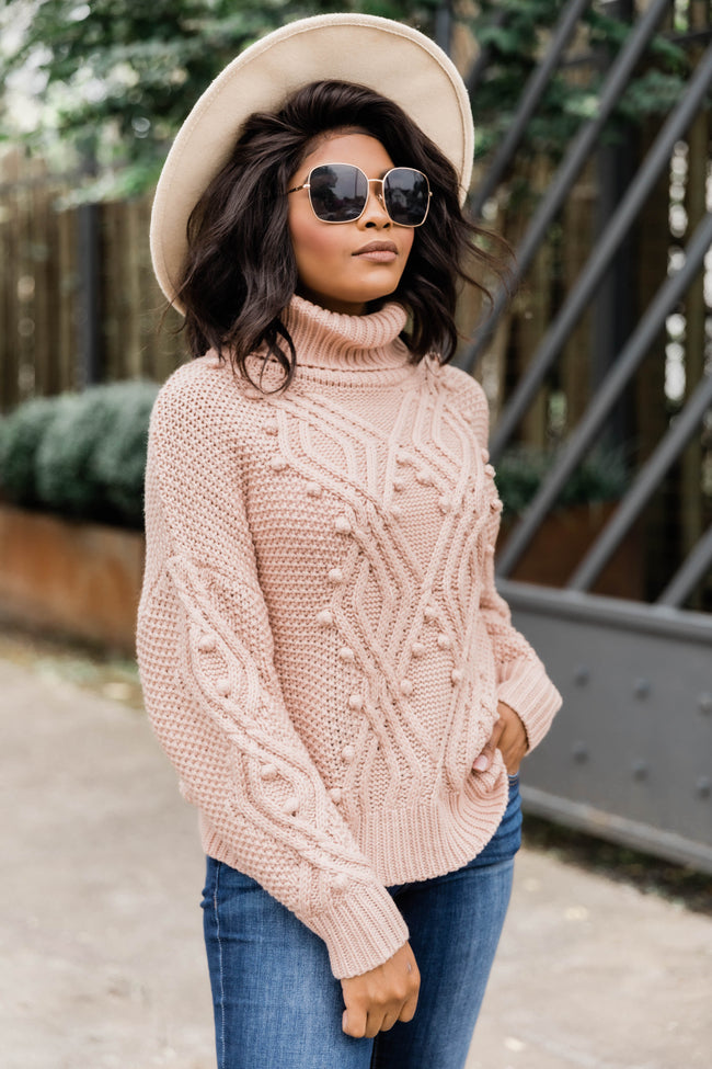 She's Got It Turtleneck Sweater Blush FINAL SALE – Pink Lily
